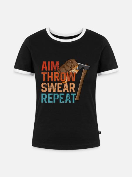Axt Werfen - Frauen Kontrast-T-Shirt - Schwarz/Weiß