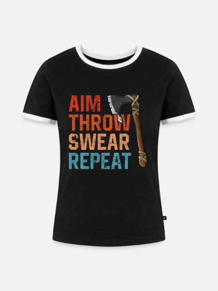 Axt Werfen - Frauen Kontrast-T-Shirt - Schwarz/Weiß