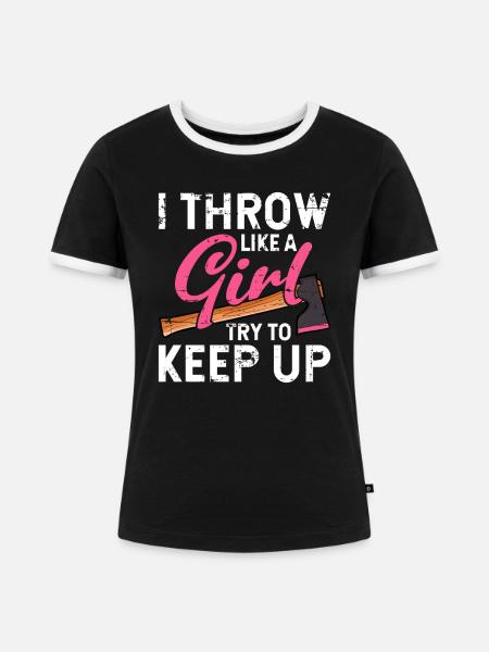 Axt Werfen - Frauen Kontrast-T-Shirt - Schwarz/Weiß