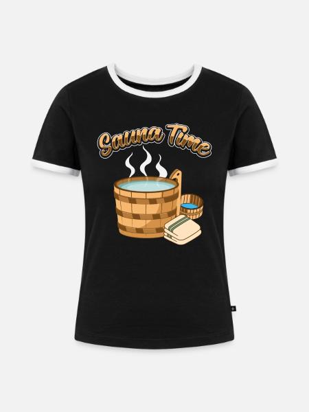 Sauna - Frauen Kontrast-T-Shirt - Schwarz/Weiß