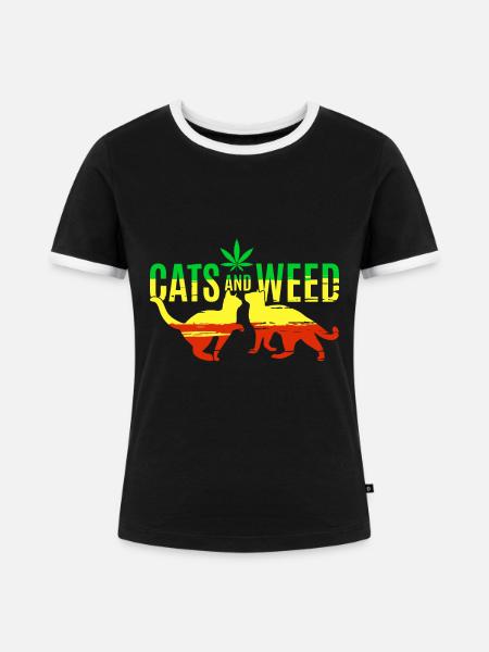 Katzen Und Unkraut - Frauen Kontrast-T-Shirt - Schwarz/Weiß