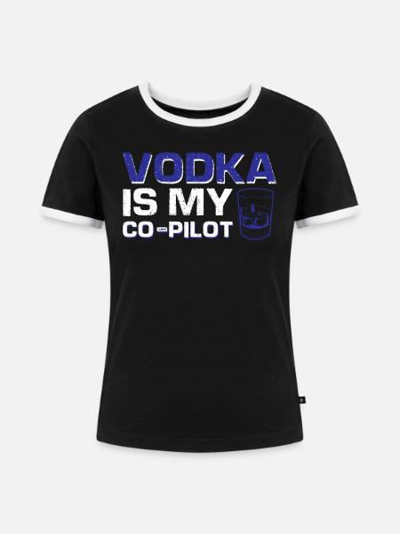 Wodka ist mein Co-Pilot - Frauen Kontrast-T-Shirt - Schwarz/Weiß