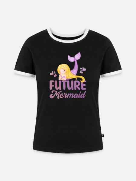 Zukünftige Meerjungfrau - Frauen Kontrast-T-Shirt - Schwarz/Weiß