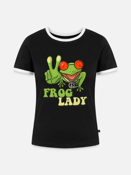 Frog Lady - Frauen Kontrast-T-Shirt - Schwarz/Weiß
