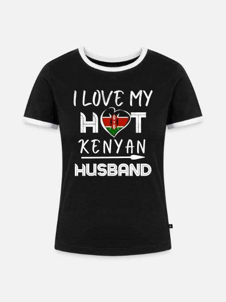Funny Kenyan Husband - Frauen Kontrast-T-Shirt - Schwarz/Weiß