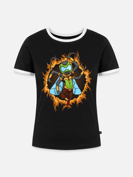 Der Kriegerfliege - Frauen Kontrast-T-Shirt - Schwarz/Weiß