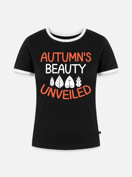 Blattpeeper Herbst Laub Herbst Peeper - Frauen Kontrast-T-Shirt - Schwarz/Weiß