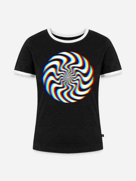 Glitch Spirale – Optische Täuschung - Frauen Kontrast-T-Shirt - Schwarz/Weiß