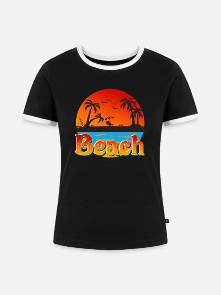 Beach - Frauen Kontrast-T-Shirt - Schwarz/Weiß
