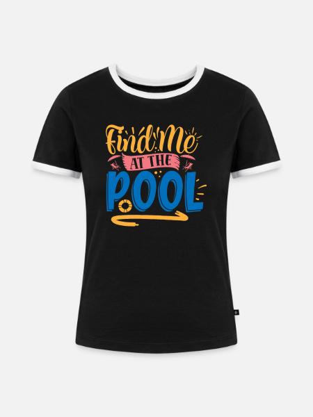 Bin am Pool - Frauen Kontrast-T-Shirt - Schwarz/Weiß