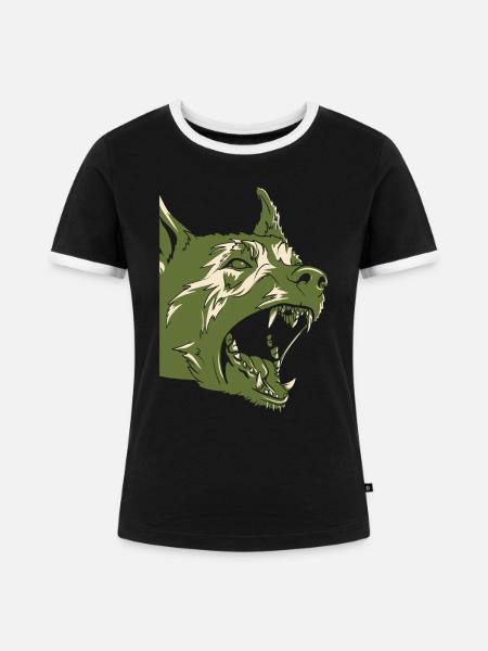 Kampfhund - Frauen Kontrast-T-Shirt - Schwarz/Weiß