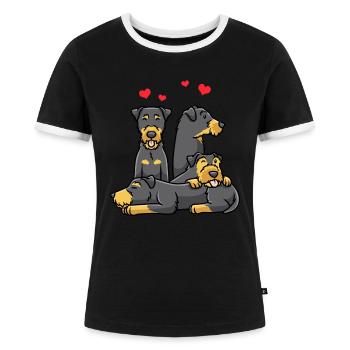 Jagdterrier Hund - Frauen Kontrast-T-Shirt - Schwarz/Weiß - Vorne - Selfina (174cm)