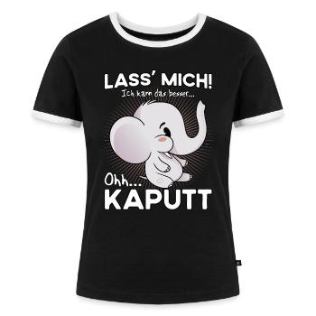Oh Kaputt Tollpatsch Elefant - Frauen Kontrast-T-Shirt - Schwarz/Weiß - Vorne - Selfina (174cm)