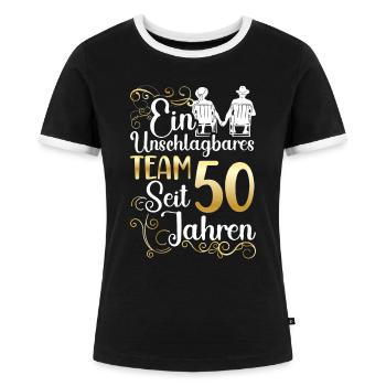 Goldene Hochzeit 50 Jahre Verheiratet Hochzeitstag - Frauen Kontrast-T-Shirt - Schwarz/Weiß - Vorne - Selfina (174cm)