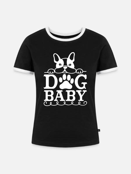 Hundebaby - Frauen Kontrast-T-Shirt - Schwarz/Weiß
