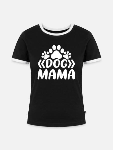 Hunde Mama - Frauen Kontrast-T-Shirt - Schwarz/Weiß