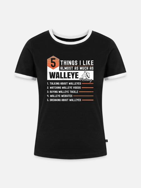 Zander Angeln Sprüche - Frauen Kontrast-T-Shirt - Schwarz/Weiß