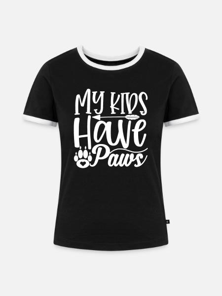 Meine Kinder haben Pfoten - Frauen Kontrast-T-Shirt - Schwarz/Weiß