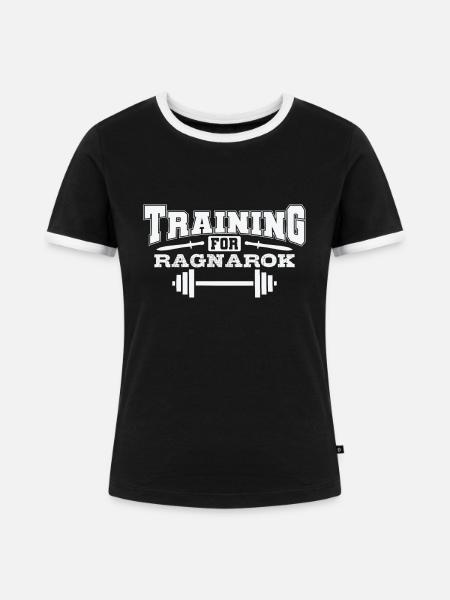 Training For Ragnarok Wikinger - Frauen Kontrast-T-Shirt - Schwarz/Weiß