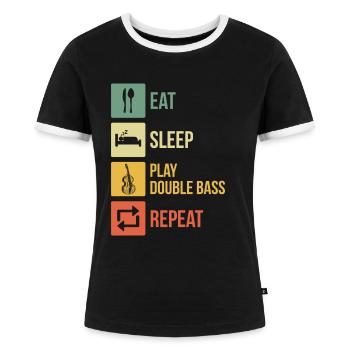 Kontrabass Kontrabassspieler Kontrabassist - Frauen Kontrast-T-Shirt - Schwarz/Weiß - Vorne - Selfina (174cm)