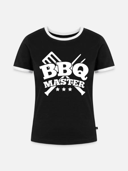BBQ Meister - Frauen Kontrast-T-Shirt - Schwarz/Weiß