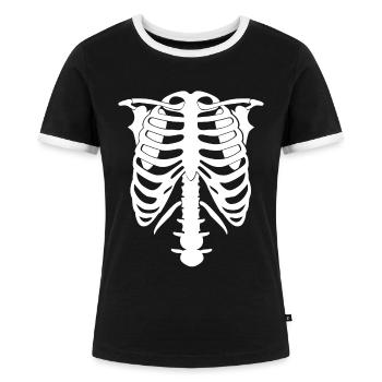 Skelett Kostüm Brustkorb Halloween - Frauen Kontrast-T-Shirt - Schwarz/Weiß - Vorne - Selfina (174cm)