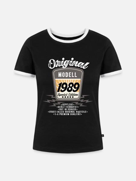 Modell 1989 - Frauen Kontrast-T-Shirt - Schwarz/Weiß