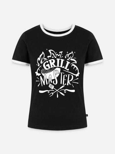 Grillmeister - Frauen Kontrast-T-Shirt - Schwarz/Weiß