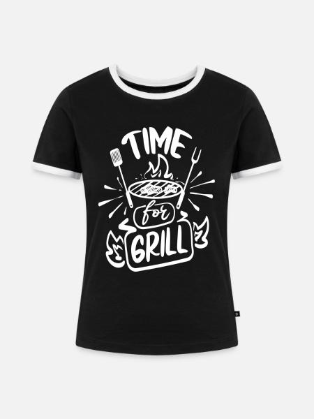 Zeit zum Grillen - Frauen Kontrast-T-Shirt - Schwarz/Weiß
