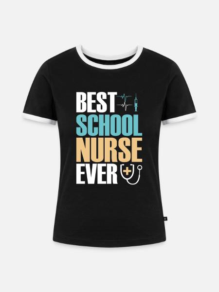 Beste Schulkrankenschwester - Frauen Kontrast-T-Shirt - Schwarz/Weiß