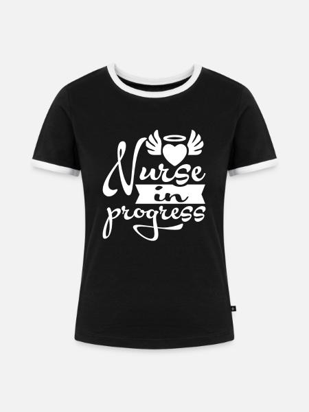Krankenschwester in Progress - Frauen Kontrast-T-Shirt - Schwarz/Weiß