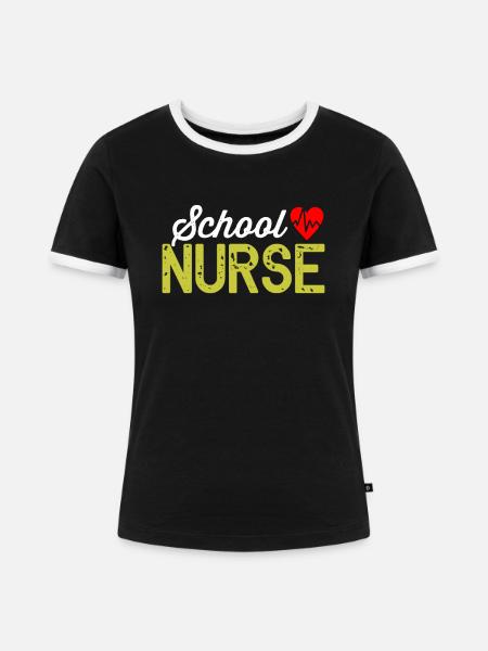 Schulkrankenschwester - Frauen Kontrast-T-Shirt - Schwarz/Weiß