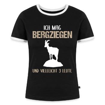 Bergziegenfreund - Frauen Kontrast-T-Shirt - Schwarz/Weiß - Vorne - Selfina (174cm)