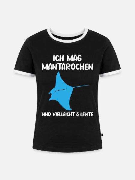 Mantarochen & Drei Leute Meerliebe - Frauen Kontrast-T-Shirt - Schwarz/Weiß