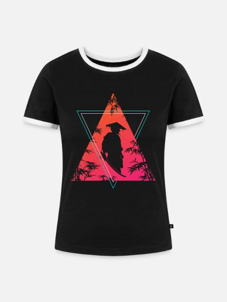 Neon Samurai Moderner Krieger Geist - Frauen Kontrast-T-Shirt - Schwarz/Weiß