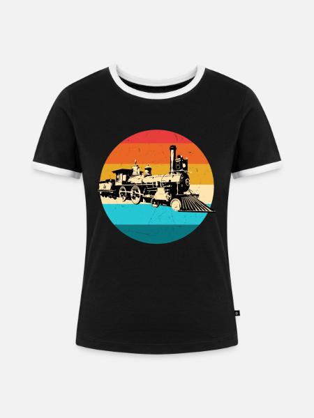 Zug - Frauen Kontrast-T-Shirt - Schwarz/Weiß
