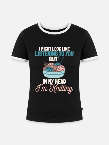 Stricken - Frauen Kontrast-T-Shirt - Schwarz/Weiß