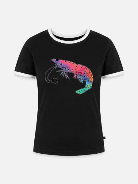 Garnele - Frauen Kontrast-T-Shirt - Schwarz/Weiß