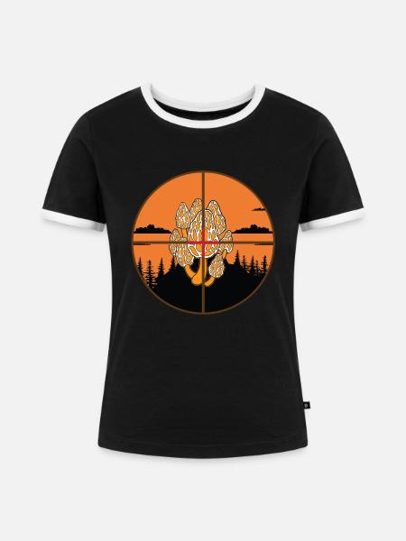 Morcheln Pilzjagd - Frauen Kontrast-T-Shirt - Schwarz/Weiß