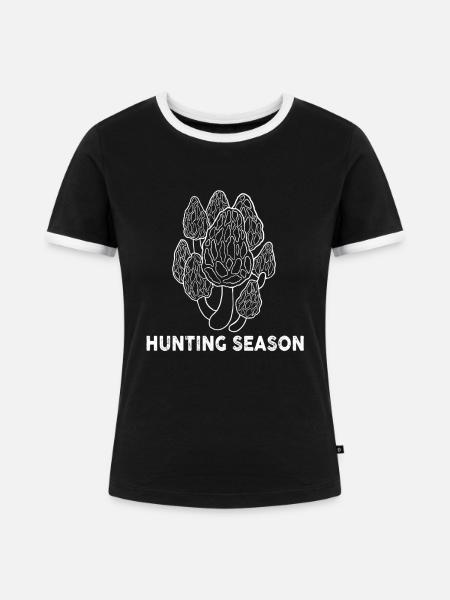 Morcheln Pilzsaison - Frauen Kontrast-T-Shirt - Schwarz/Weiß
