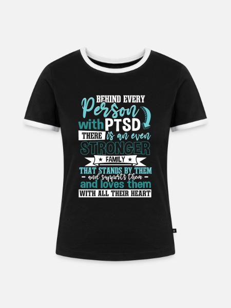PTBS-Unterstützung - Frauen Kontrast-T-Shirt - Schwarz/Weiß