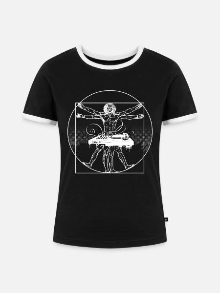DJ da Vinci Art - Frauen Kontrast-T-Shirt - Schwarz/Weiß