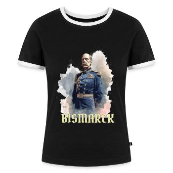 deutsche Geschichte, Kanzler, Otto von Bismarck - Frauen Kontrast-T-Shirt - Schwarz/Weiß - Vorne - Selfina (174cm)