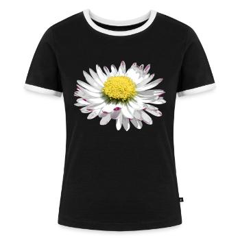 wundervolles Gänseblümchen, Daisy, Blume, Blüte - Frauen Kontrast-T-Shirt - Schwarz/Weiß - Vorne - Selfina (174cm)