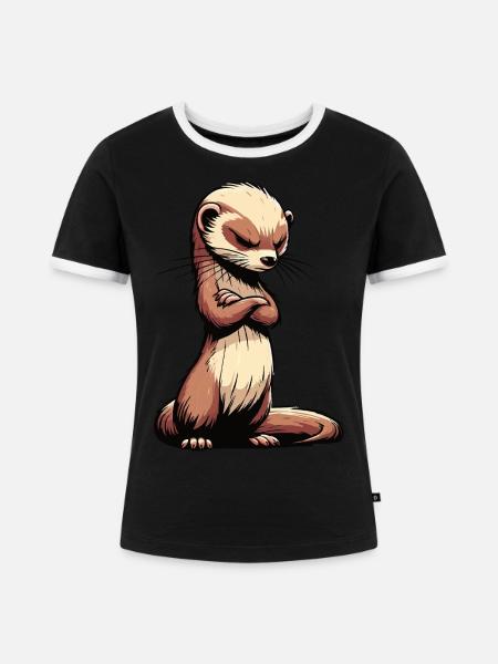 Frettchen Frettchenhalter Frettchenbesitzer - Frauen Kontrast-T-Shirt - Schwarz/Weiß