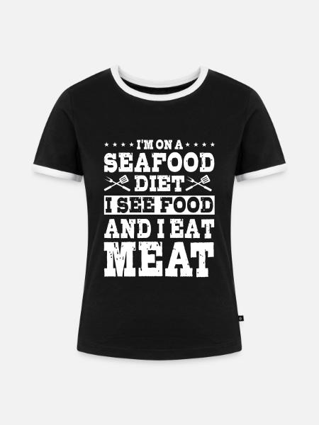 Fleisch Diät - Frauen Kontrast-T-Shirt - Schwarz/Weiß