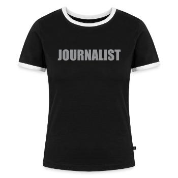 Journalist - Frauen Kontrast-T-Shirt - Schwarz/Weiß - Vorne - Selfina (174cm)