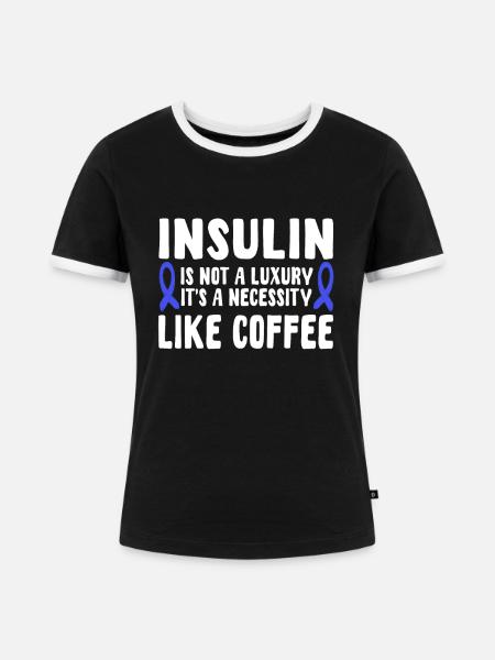 Insulin Und Kaffee - Frauen Kontrast-T-Shirt - Schwarz/Weiß