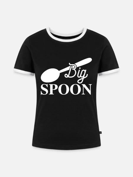 Großer Löffel und kleiner Löffel - Frauen Kontrast-T-Shirt - Schwarz/Weiß