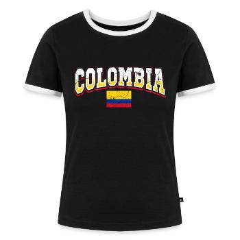 Kolumbien - Frauen Kontrast-T-Shirt - Schwarz/Weiß - Vorne - Selfina (174cm)